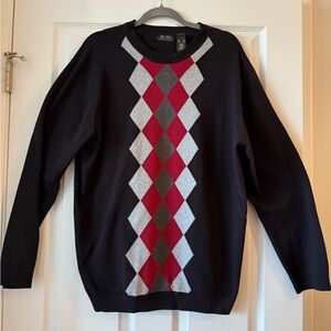 Axcess Claiborne Mens XL Argyle‎ Sweater Pullover Preppy Golf Classic Fit Black